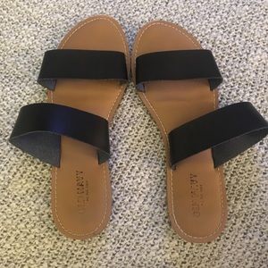 Black Slip On Sandals